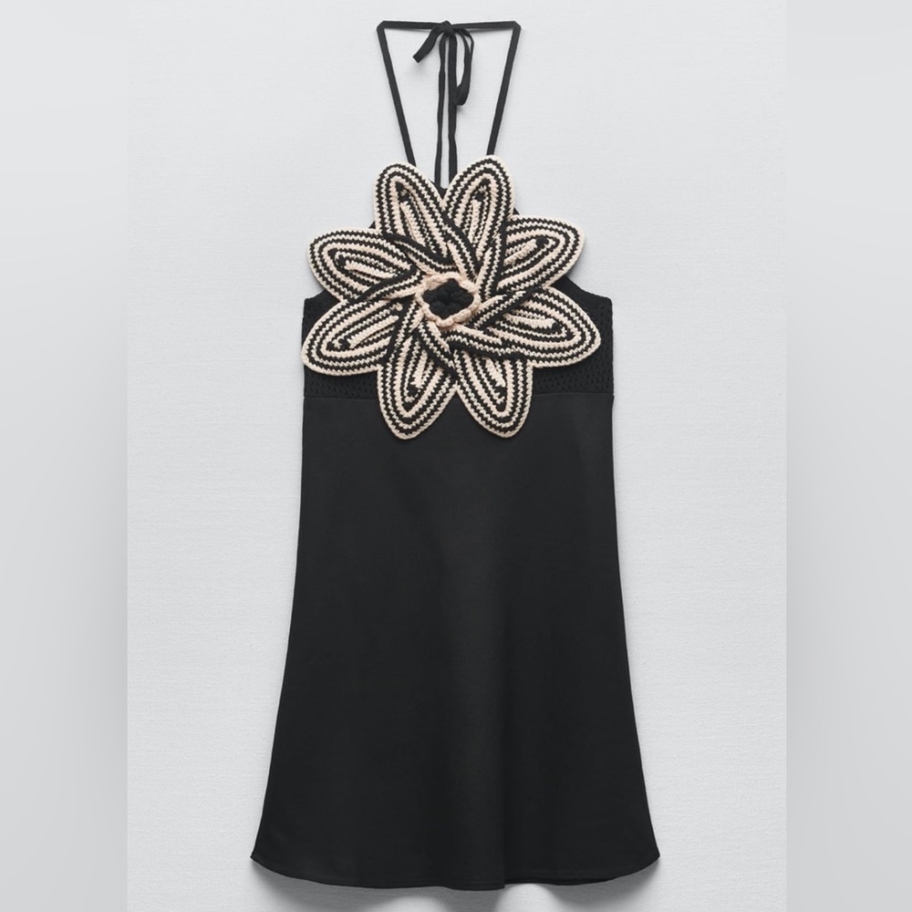 Zara flower crochet knit dress